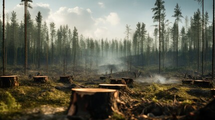 Bush fire in wilderness area. Nature on fire.Danger and Disaster. Global warming and climate change impact on environment.