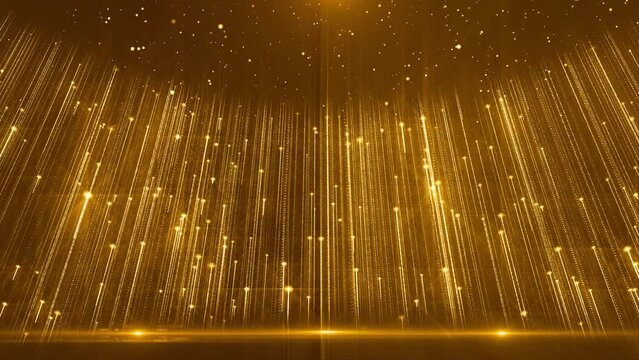 Beautiful golden particle light awards stage background