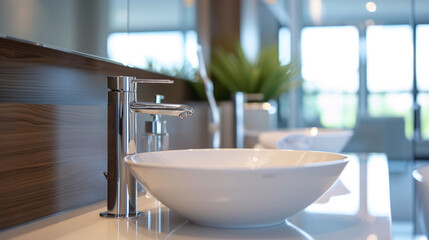 modern kitchen sink with faucet
