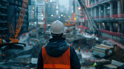 Construction Site Supervisor Overseeing Building Progress