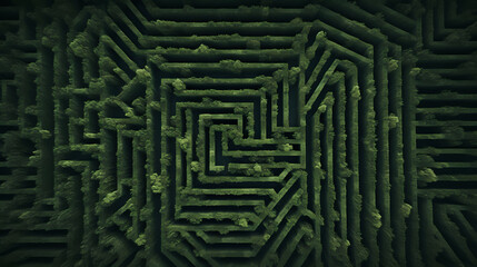 Aerial view of maze, abstract maze for background