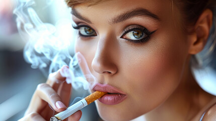 Fototapeta premium Smoking woman with a cigarette