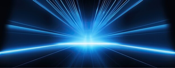 dark background with blue lines and spotlights