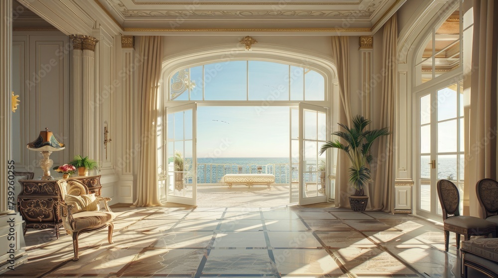 Poster detail the breathtaking ocean views that can be seen from various rooms and vantage points within th