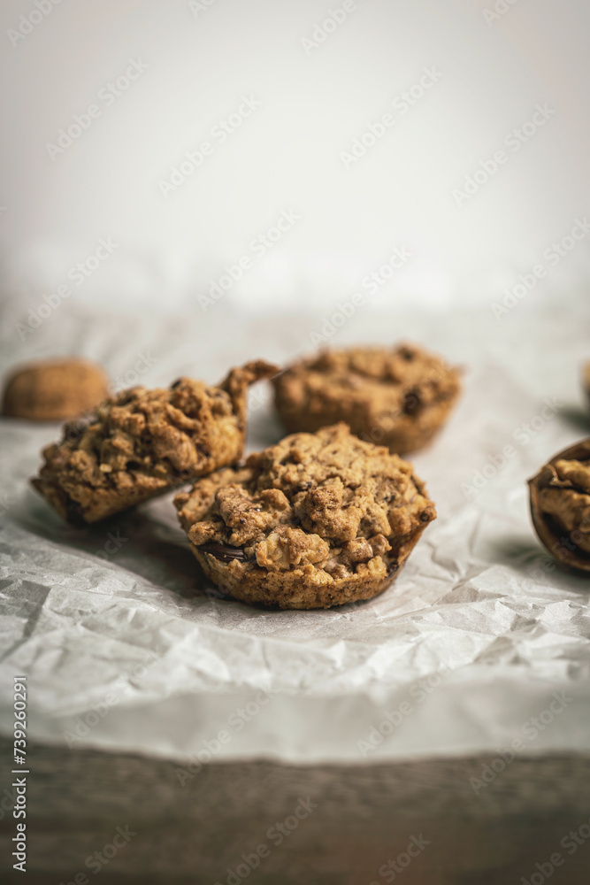 Wall mural cookies with walnuts and chocolate