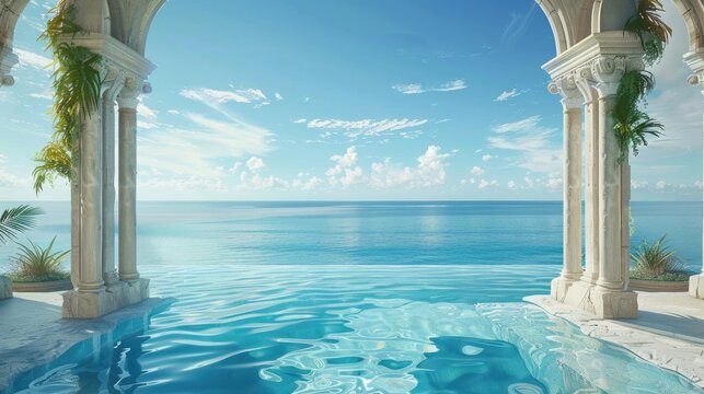 Fototapeta Detail the breathtaking ocean views that can be seen from various rooms and vantage points within the mansion.