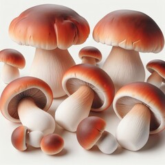 Porcini Mushrooms. 3D minimalist cute illustration on a light background.
