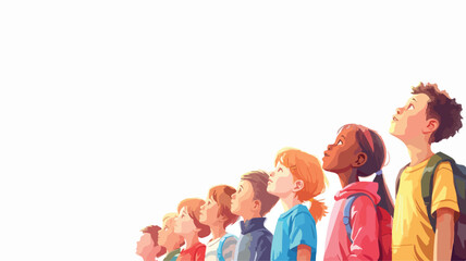 Illustration of a Group of Kids Looking Up.