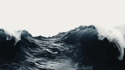 Illustration of a huge ocean wave. Vector illustration. - obrazy, fototapety, plakaty