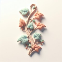 Liana Plant. 3D minimalist cute illustration on a light background.