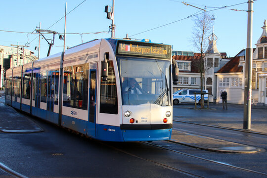 Siemens combino tram of GVB in the city of Amsterdam