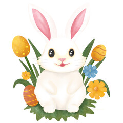 easter bunny with easter eggs