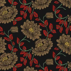 Gordijnen Seamless pattern with fantasy paisley flowers, natural wallpaper, floral decoration curl illustration. Paisley print hand drawn elements. © studiogemen