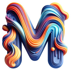 Abstract Swirl Alphabet Letter M Artwork