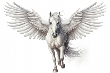 statue of the winged horse Pegasus on a white background - 739261851