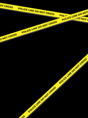 Abstract background with police yellow stop line on black background