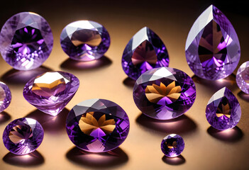 Fototapeta premium Amethyst Gemstone, Precious, Purple, Luxury, Jewelry, Gem, Fashion, Accessories, Sparkle, Glitter, Expensive, Rare, Shiny, Elegant, AI Generated