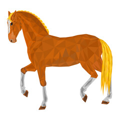 Sorrel horse stallion low-polygon vector illustration