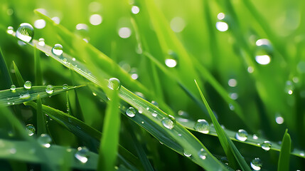 Morning dew is attracted by fresh green leaves