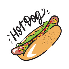 Vector logo of hot dog, American fast food