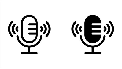 Microphone vector icon set. Voice vector icon, Record. Microphone, recording Studio Symbol on white background