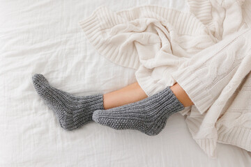 knitted socks on the body