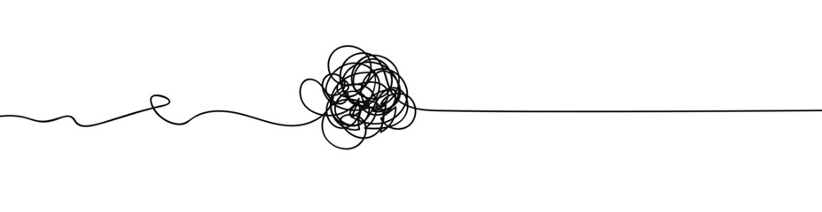 Chaotic tangled mind solve problem solution concept scribble line doodle illustration vector