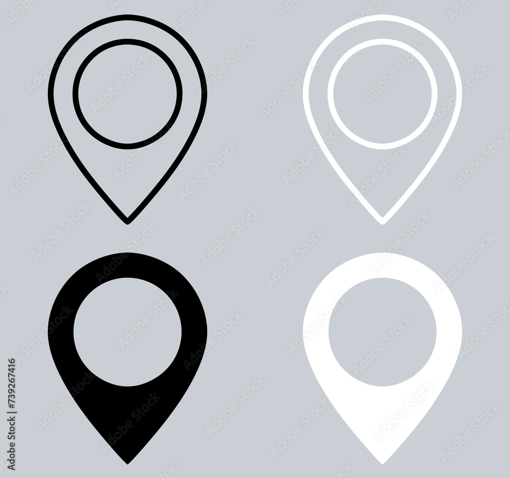 Poster set of location icon. pin icon sign symbol in trendy flat style. pointer vector icon illustration is