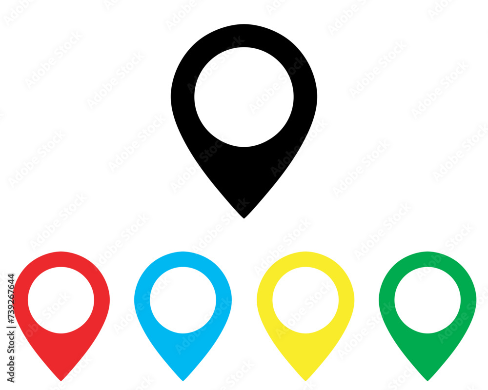 Poster location icon vector. pin sign symbol in trendy flat style. set elements in colored icons. pointer v