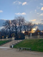 City, park, louvre, eiffel tower in Paris, France