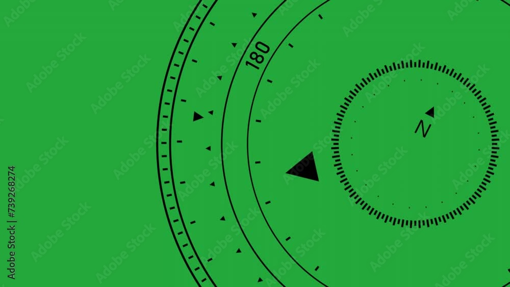Poster scale of compass or navigator. measuring instrument. two-color rendering animation.
