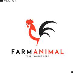 Abstract chicken logo. Farm animal