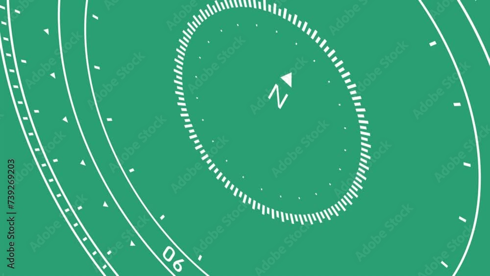 Poster scale of compass or navigator. measuring instrument. two-color rendering animation.
