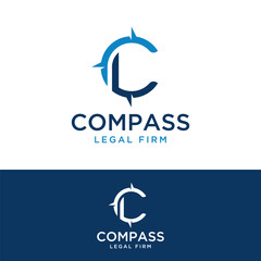 concept letter cl with compass logo, legal law firm logo design vector illustration