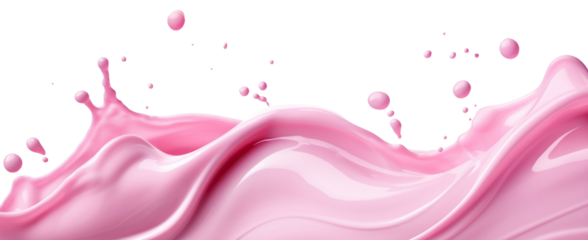 Splash of pink milky liquid similar to smoothie, yogurt or cream, cut out
