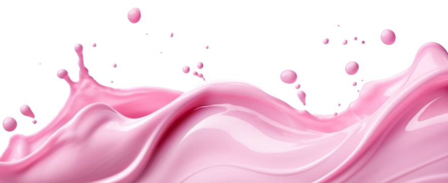 Splash of pink milky liquid similar to smoothie, yogurt or cream, cut out