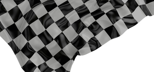  Image of motor racing black and white checkered finish flag waving