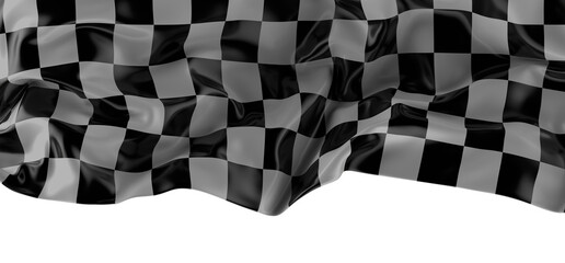  Image of motor racing black and white checkered finish flag waving