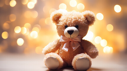 Teddy bear on delicate background, holidays concept