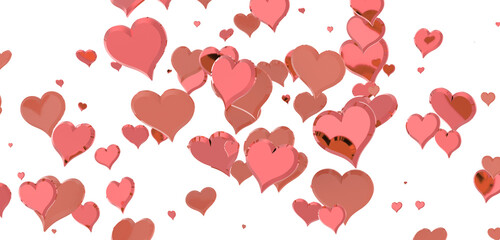 Falling love heart confetti 3d illustration