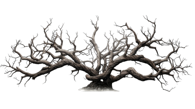 Creepy tree with twisted PNG / transparent