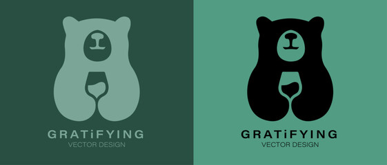 Panda with a cup of wine in vector logo © Wasifhasancse