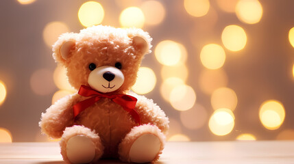 Fototapeta premium Teddy bear on delicate background, holidays concept