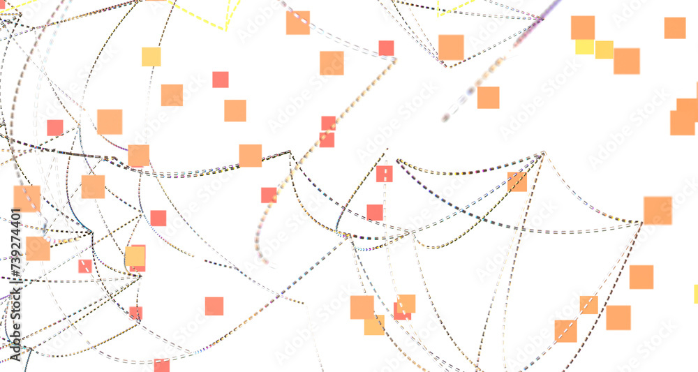 Poster abstract lines with dots over dark background.