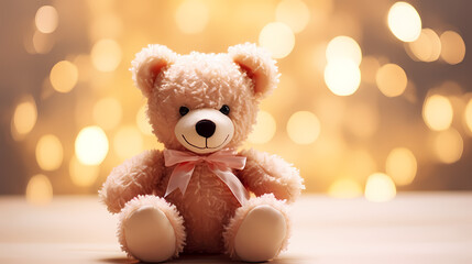 Teddy bear on delicate background, holidays concept