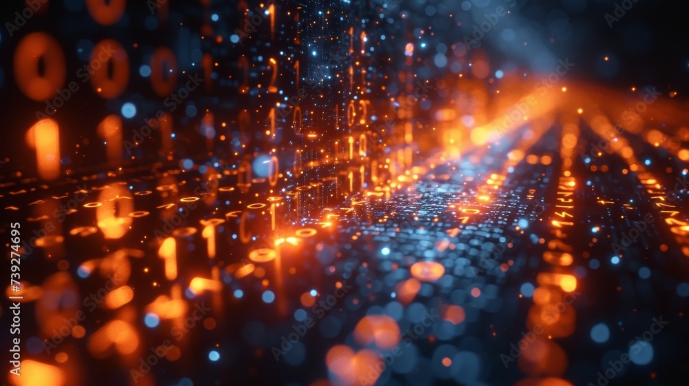 Fototapete Concept of digital transformation. Binary code. System engineer. Programmer.