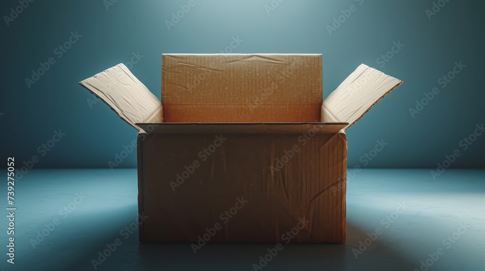 Poster white background with open cartoon box