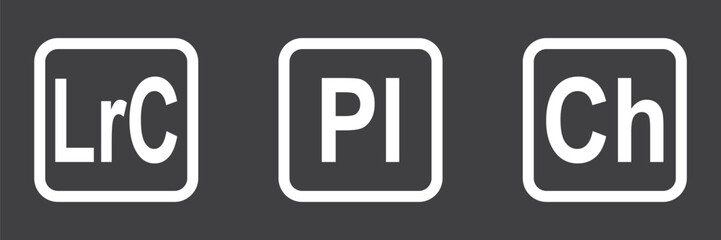 Adobe Creative Cloud procucts icon set vector: Photoshop, Illustrator, After Effects, InDesign, Premiere Pro, Acrobat, Behance, Media Encoder, Lightroom… Isolated Adobe CC logo, stock Illustration.