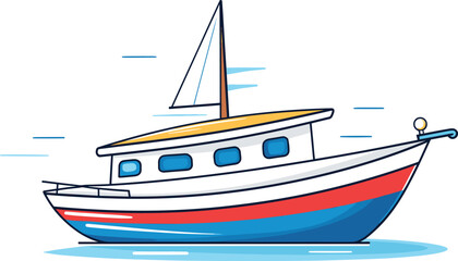 sailing boat flat design vector illustration