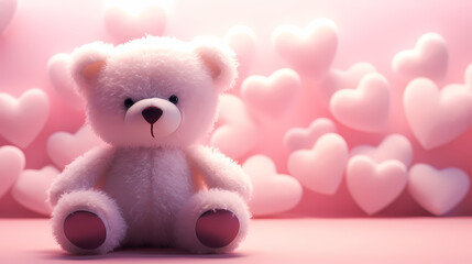 Teddy bear on delicate background, holidays concept